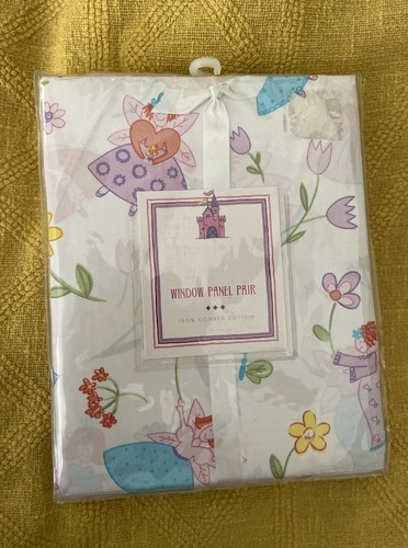 NEW  Girls White Window Curtain Panels Flowers Fairies Princ