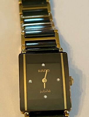 rado diastar quartz watch mens 30mm gold dial date square swiss made vintage 314781549781