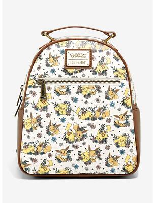 Loungefly Pokemon Pikachu and Eevee Love Floral Mini Backpack New With Tags