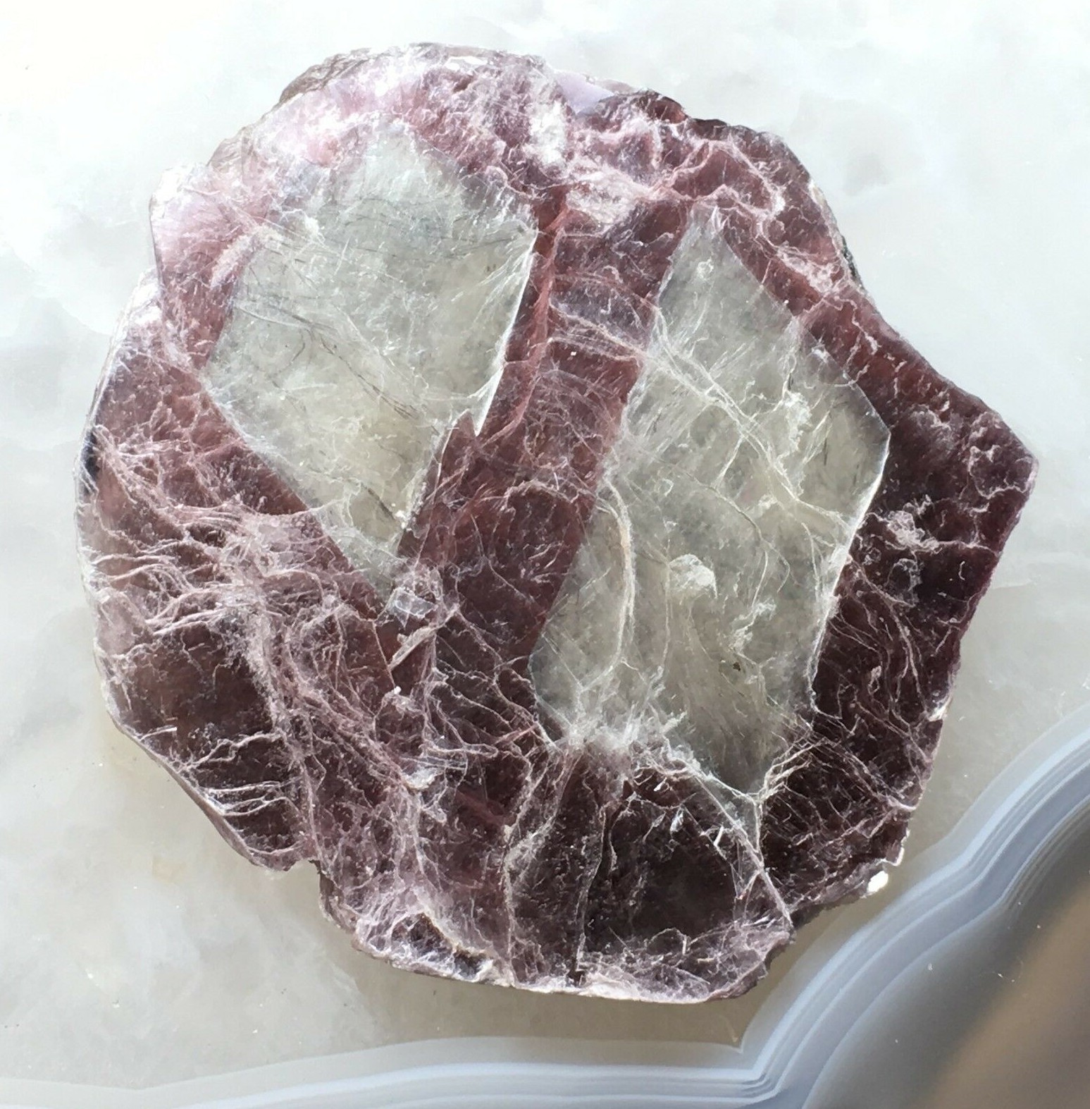DOUBLE PHANTOM LEPIDOLITE CRYSTAL SEE-THRU WINDOW 40mm 7.3g PURPLE MICA SPECIMEN