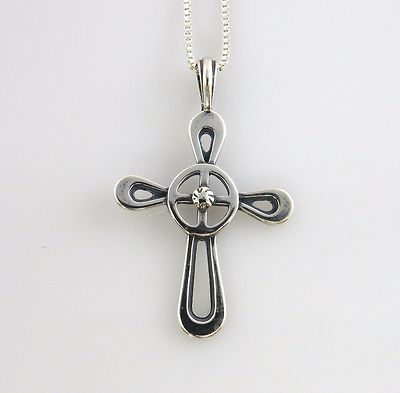 Unique Handcrafted Sterling Silver Cross Pendant with Chain