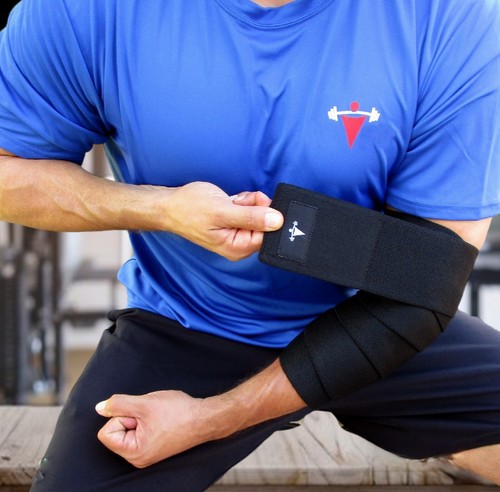 Heavy Duty Elbow Sleeves Support Wraps Straps Gym Power Weight Lifting Pair Xfit