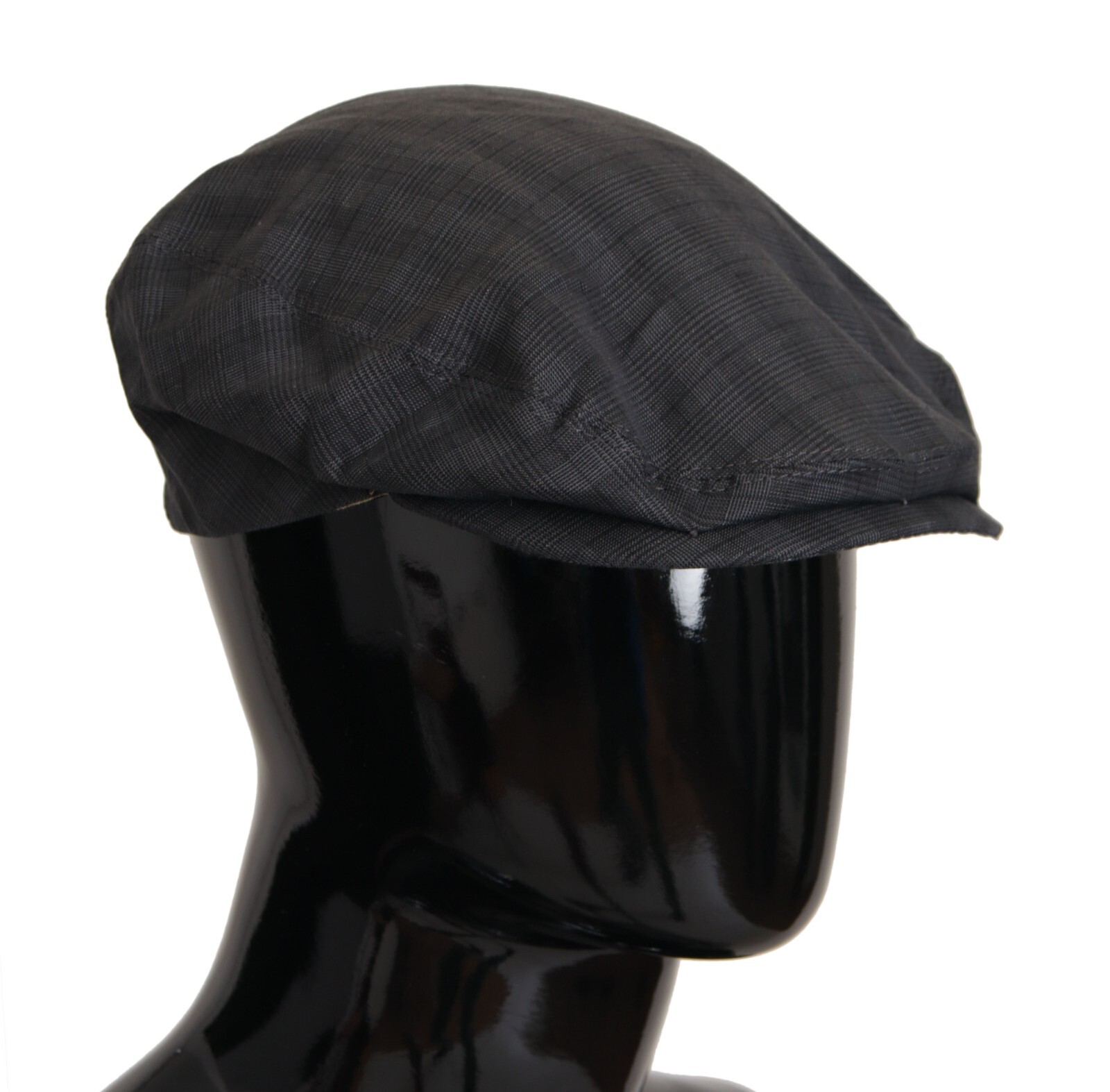 

DOLCE - GABBANA Шапка Темно-серая в клетку из льна Newsboy Мужская Capello s.58 /  250usd, Серый