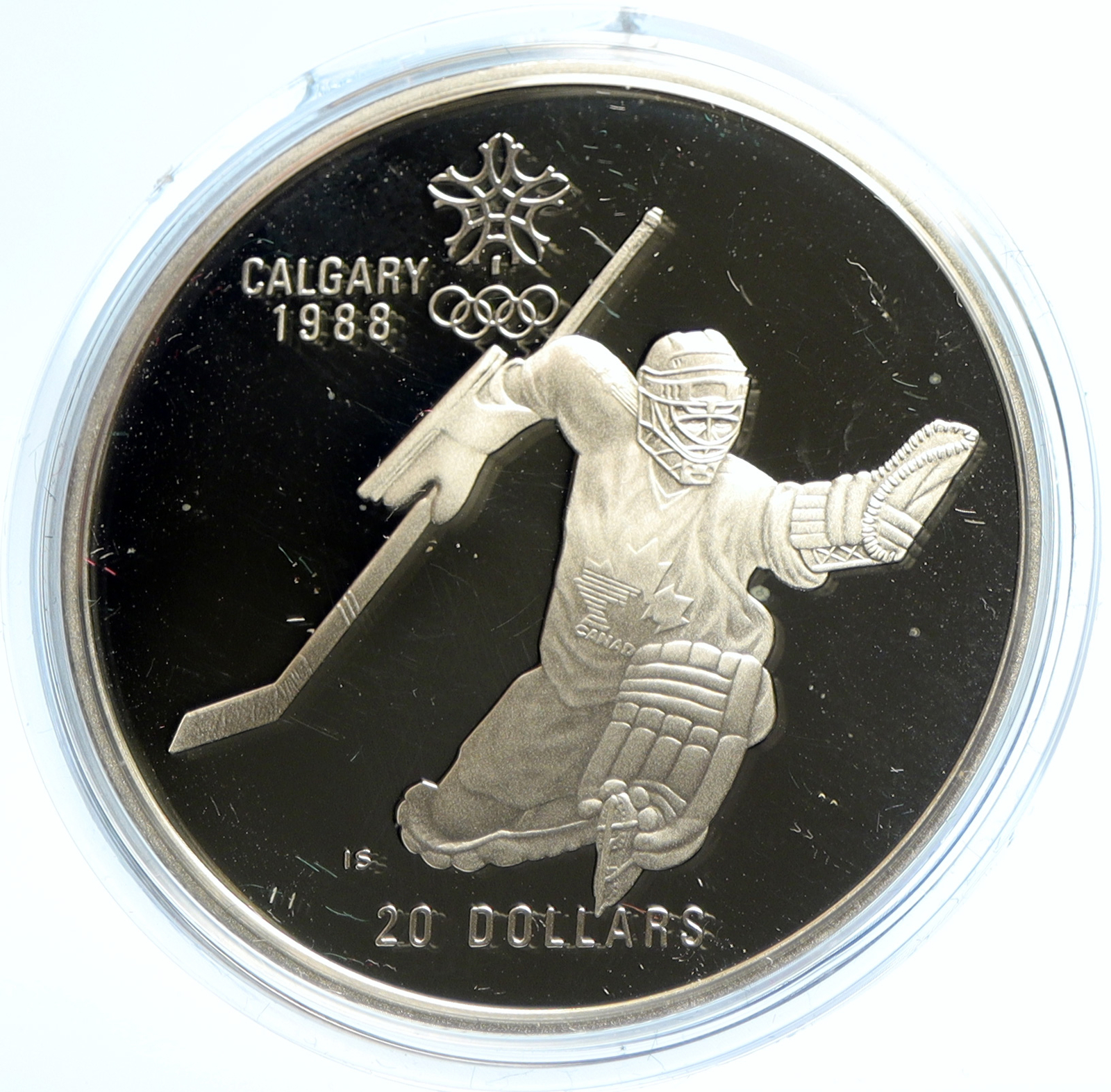 1986 CANADA for 1988 CALGARY OLYMPICS HOCKEY Old Proof Silver $20