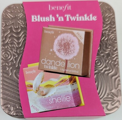 Benefit Blush'n Twinkle Set In Keepsake Tin: Dandelion Twinkle & Shellie Minis