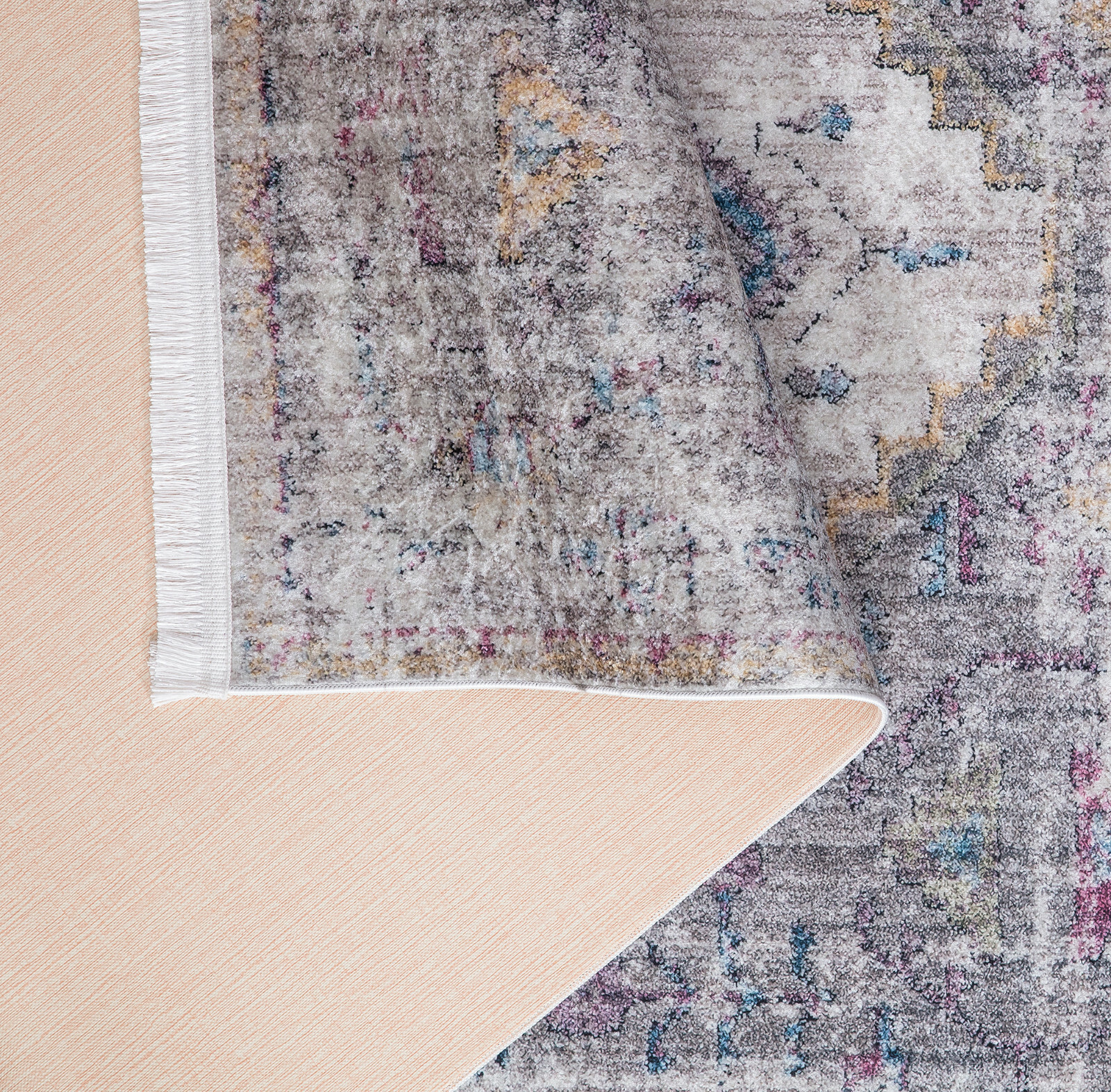 TEPPICH DECONOVA CREME VINTAGE MULTIFARBEN DESIGN WASCHBAR KURZFLOR NEU