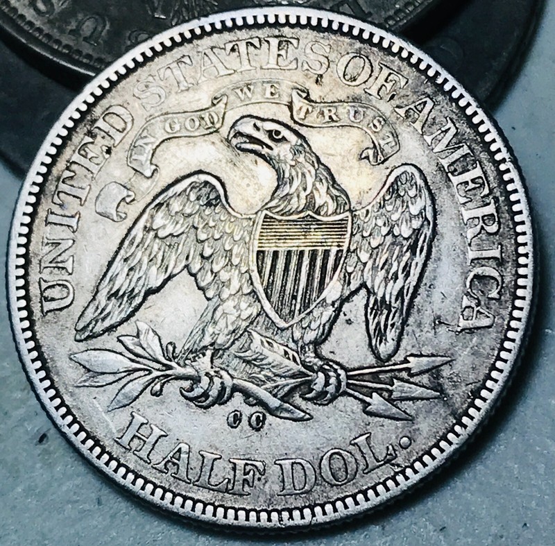 1876 CC Seated Liberty Half Dollar 50C High Grade Details