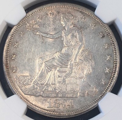 1874-S Trade Dollar - NGC Uncirculated Details - High Quality Scans #3006