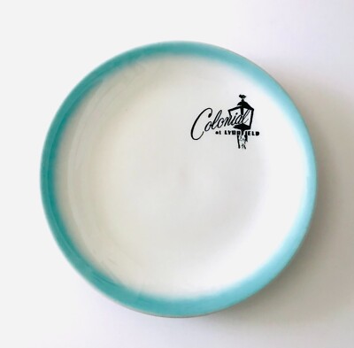 1960s Colonial at Lynnfield Golf Course Restaurant Plate Airbrushed Blue Rim Vtg