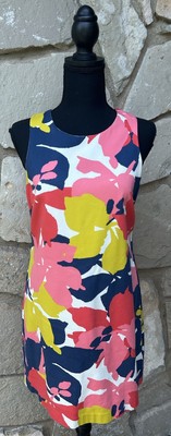 CeCe by Cynthia Steffe Mini Shift Dress Size 4 Bright Floral Dotted Fabric EC