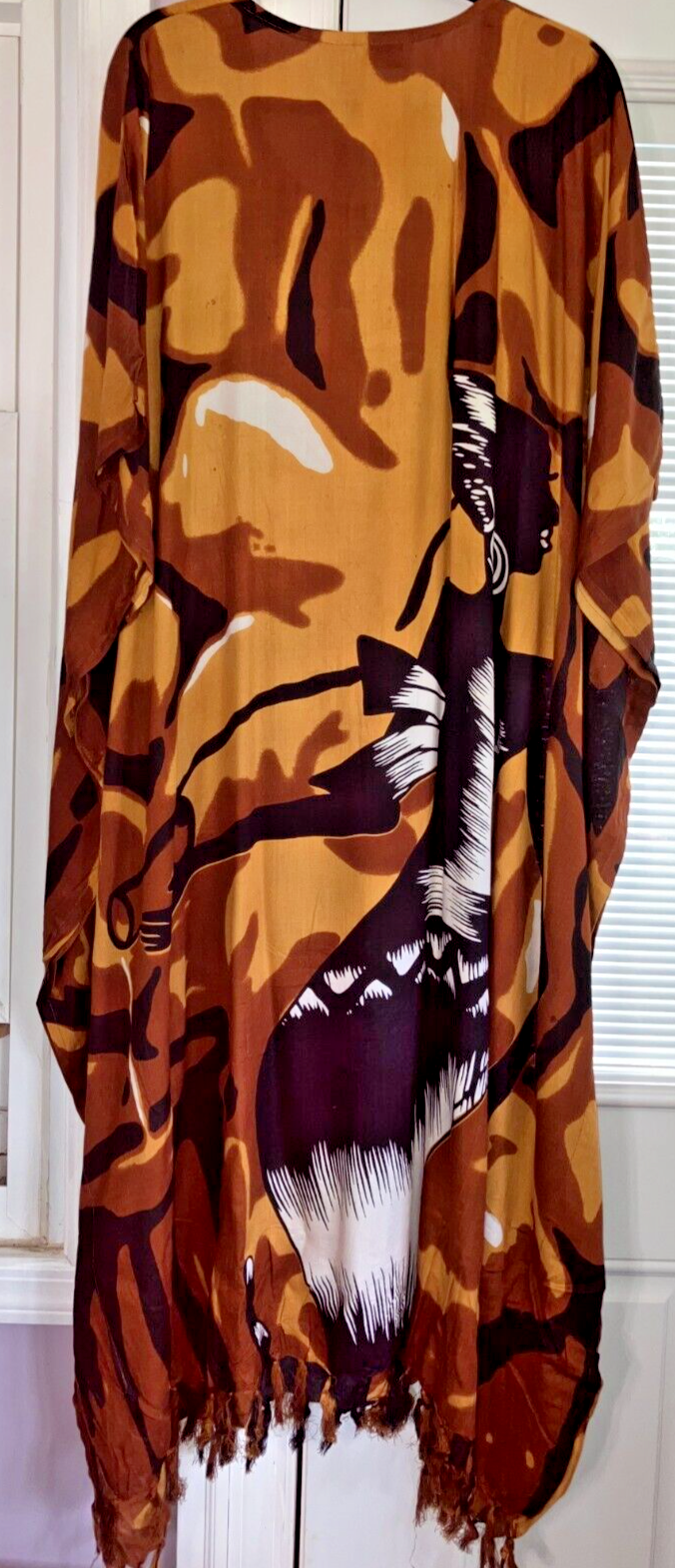 NEW SANTE 100% RAYON 3X MUMU KAFTAN CAFTAN HOUSE DRESS BLACK BROWN GOLD #HJ