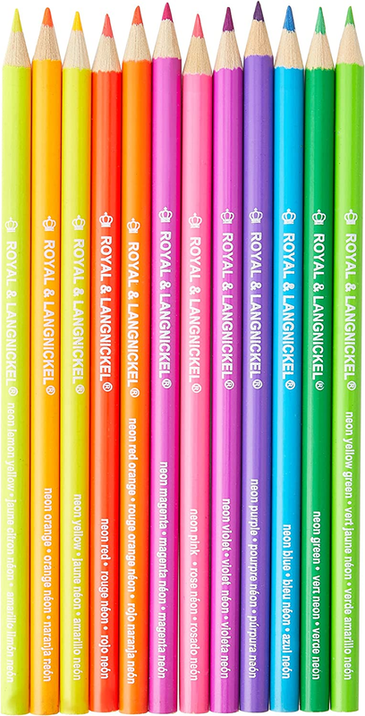 ROYAL BRUSH Neon Colored Pencils, 12 Count, 12/Pkg