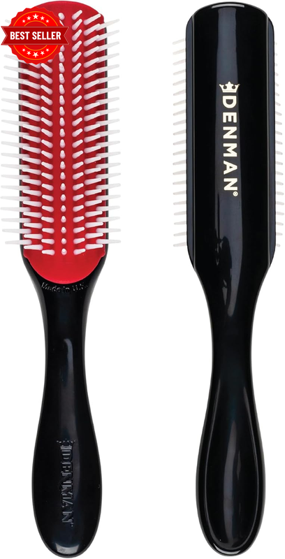 Curly Hair Brush D3 (Black & Red) 7 Row Styling Brush for Detangling, Separating