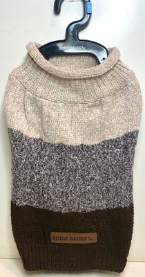 Eddie Bauer Pet Logo Apparel Cozy Dog Sweater Brown stripes Small (12-20 lbs)