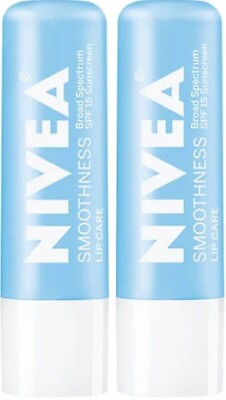 2 Pack NIVEA Smoothness Broad Spectrum SPF 15 Sunscreen Lip Care 0.17 Oz 10/2024