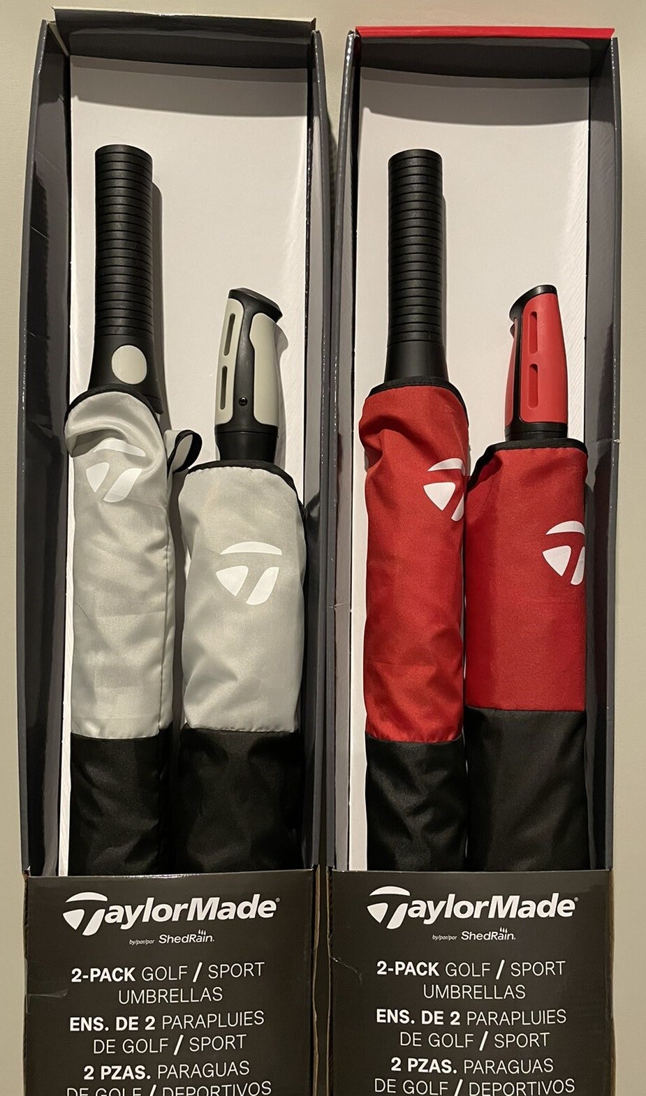 TaylorMade テーラーメイド エアスルー傘【レッド/ブラック】新品！ New TaylorMade 2 Pack Golf & Sport Umbrella 62 & 58 inch Arc