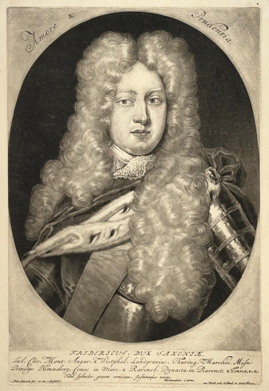 Frederic Saxe Portrait Gravure Peter Schenck Fridericus Dux Saxoniae XviiÂ°