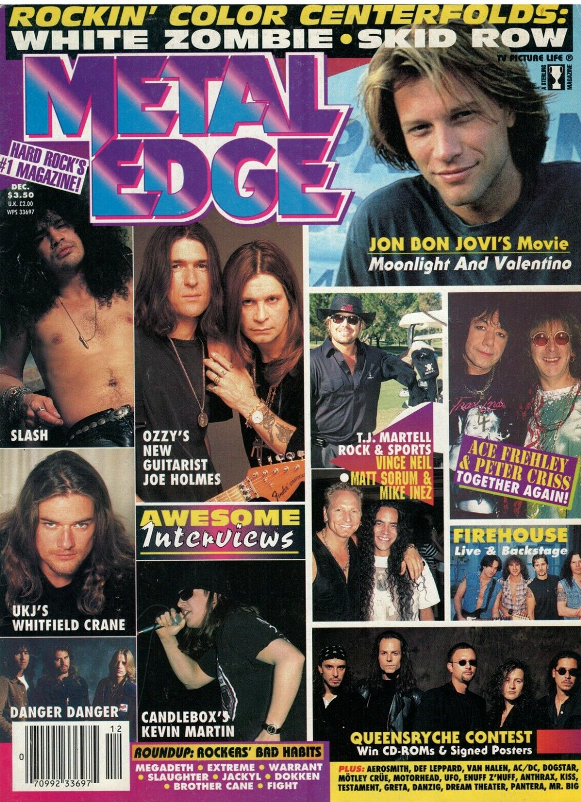 Metal Edge Magazine December 1995 Guns N Roses Ozzy Osbourne