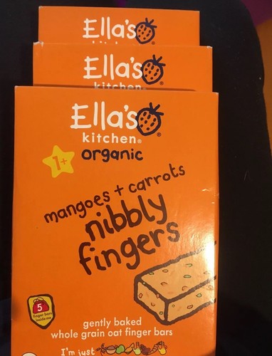 3 Boxes Ella’s Kitchen Organic Nibbly Fingers Mangoes & Carrots - 5 Bars Each