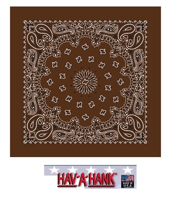 COCOA BROWN PAISLEY Bandana Head Wrap Scarve BANDANNA 22"Cotton  HANKY *USA MADE