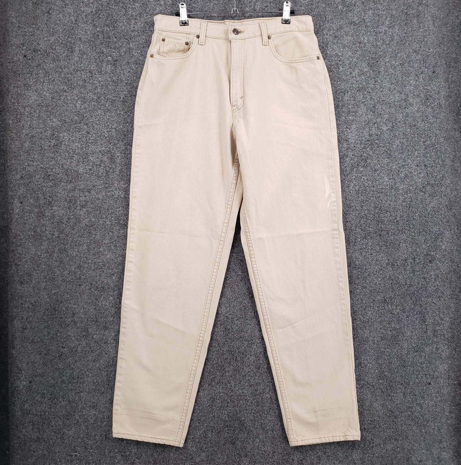 VINTAGE Levis 561 90s Jeans Womens 12 Beige Tapered Leg Rigid Denim USA