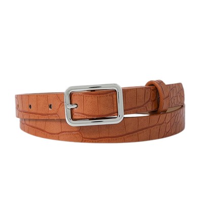 Women's Faux Leather Belt Metal Buckle Vintage Casual Skinny PU Belts For Pants