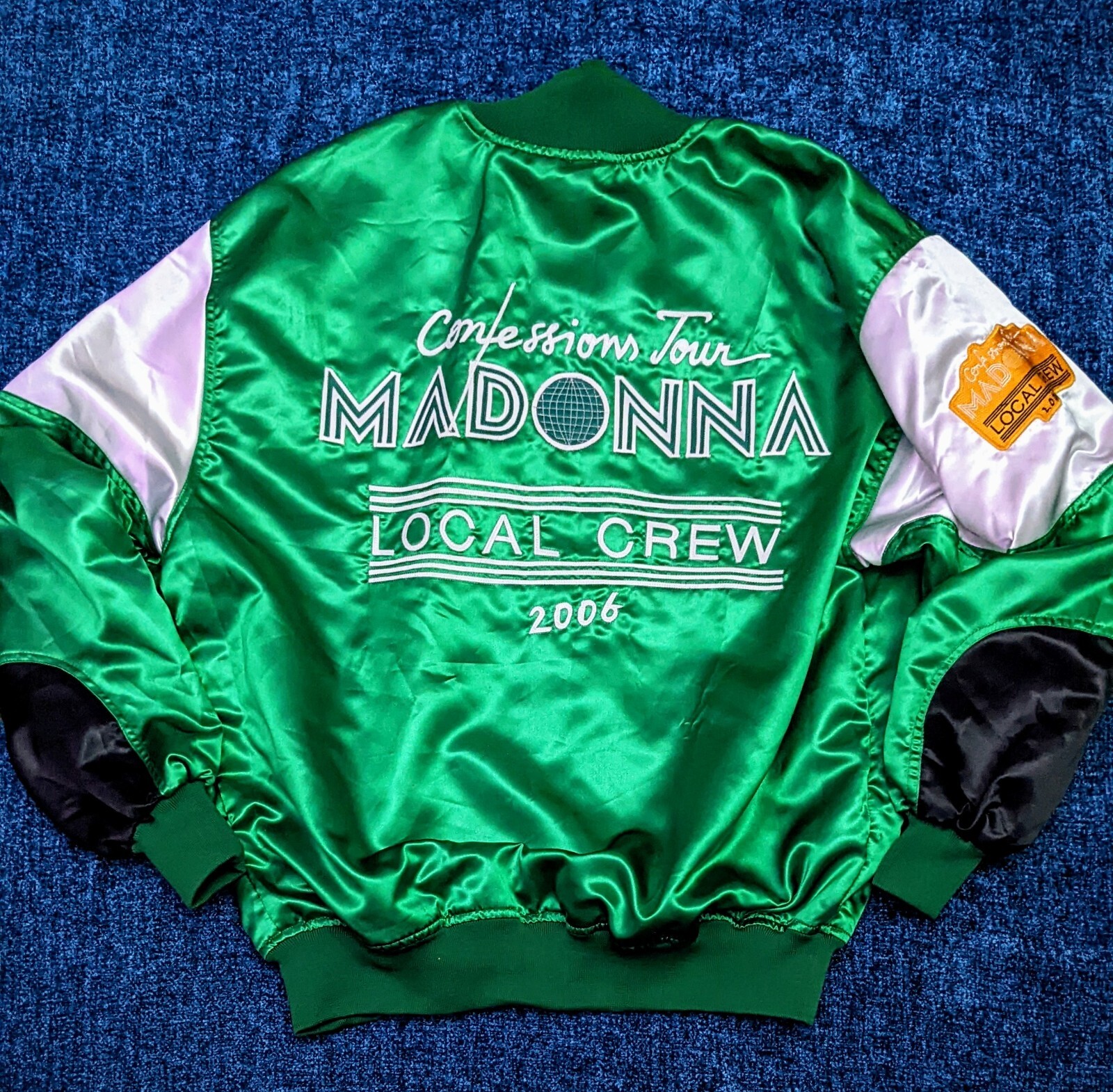 MADONNA CONFESSIONS TOUR CREW PROMO JACKET 2006 SATIN GREEN