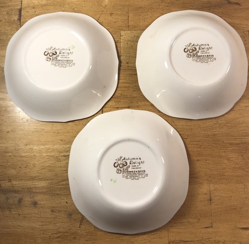 Lot of 3 Vintage Johnson Brothers AUTUMNS DELIGHT Square Soup~Salad~Cereal Bowls