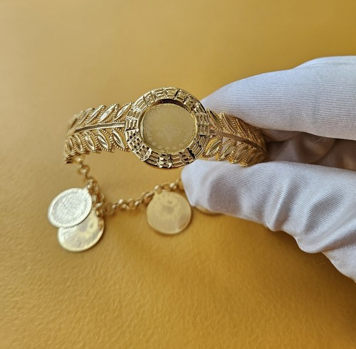 24kt Gold Plated Coin Bracelet DUBAI Bangle INDIAN AFRICAN