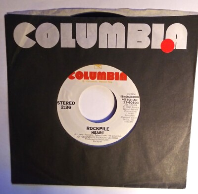 Rockpile - Heart [7'' Vinyl, 1980, Columbia] Rock / Power Pop 45 Promo Nick Lowe