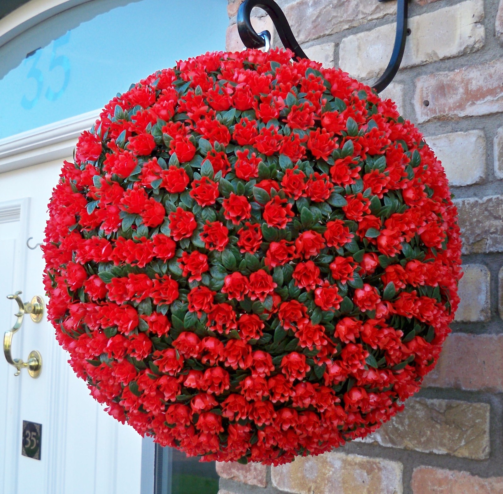 Best Artificial Rose Flower Balls Topiary Hanging Basket Plant UV Fade ...