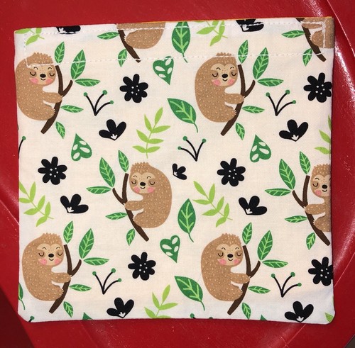 Handmade Reusable Snack Sandwich Food Storage Bag Object Pouch Baby Sloth Print