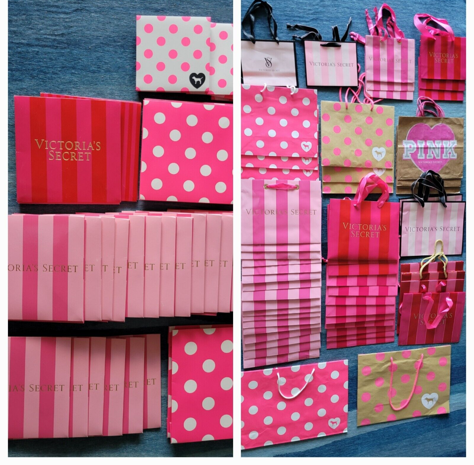 83 Victoria's Secret Gift Bags & Boxes PINK Stripes Polka Dot NEW
