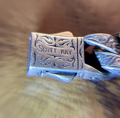 Scott Kay Bracelet 18K Gold Sterling Silver Heavy Link Sparta 7.5''