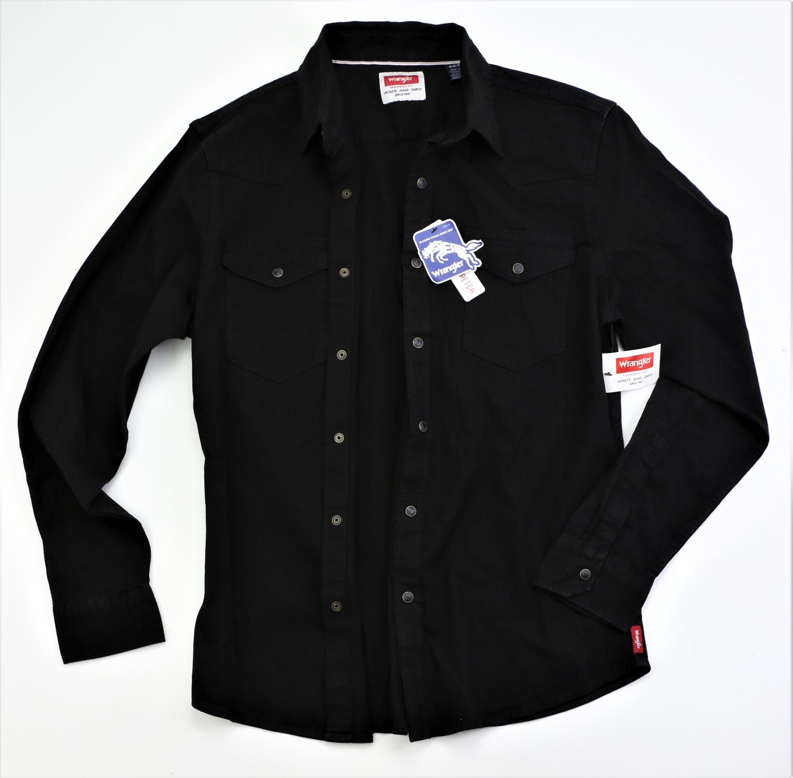 Новая джинсовая рубашка Wrangler Premium Slim Fit черного цвета, мужские размеры S-5XL