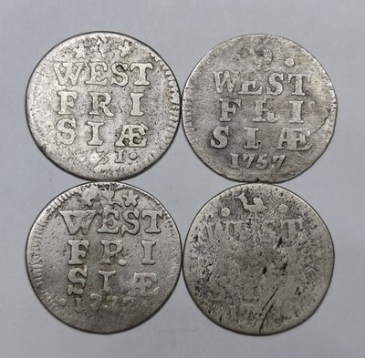 Rare Lot x4 Argent, 2 Stuivers (1731,1732,1754,1757) West Frisiae - NETHERLANDS