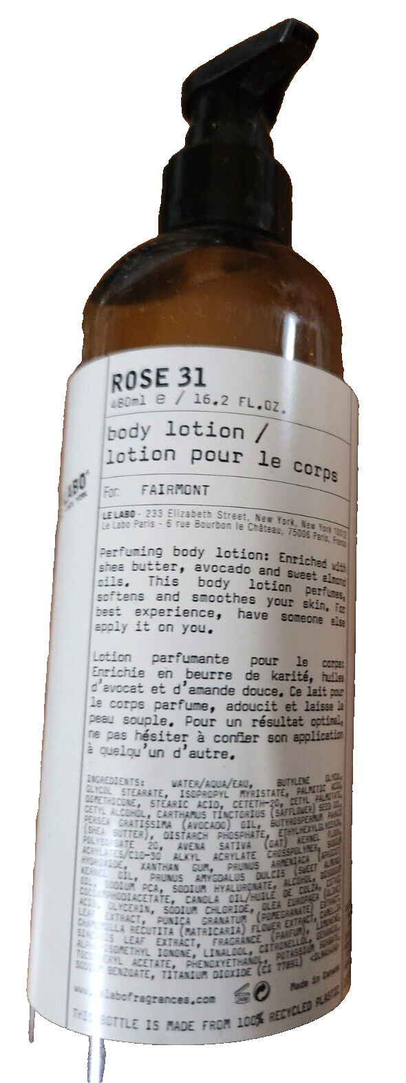 ローズ31 パフューミング　ボディローション Rose 31 Perfuming Body Lotion | Le Labo | Fairmont Store