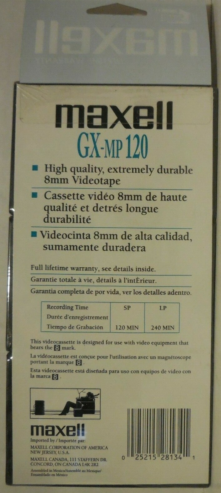 Maxell 8mm GX-MP 120 Minute High Quality Camcorder Videotape 3 Pack Sealed