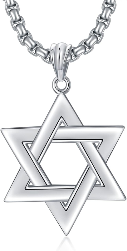 Star of David Necklace Sterling Silver Jewish Necklace for Men