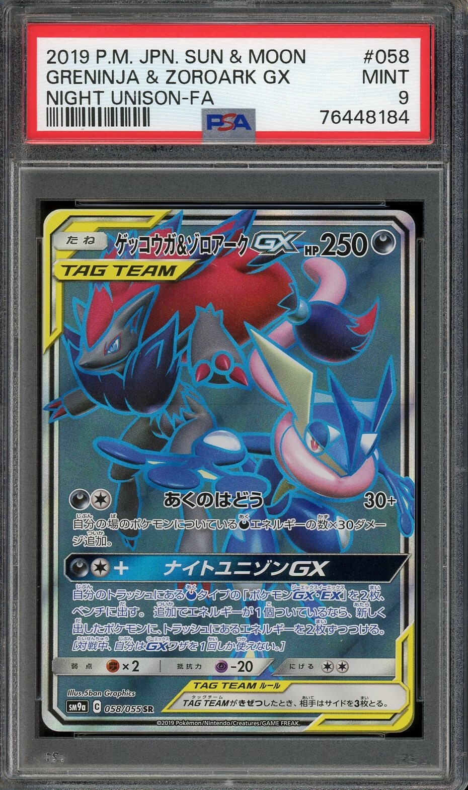 2019 PSA 9 Graded Pokemon Greninja Zoroark GX sm9a 058/055 2019 PSA 9 Graded Pokemon Greninja Zoroark GX sm9a 058/055