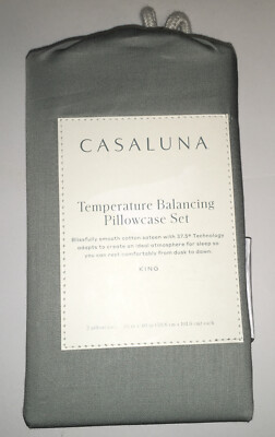 *NEW* Casaluna Temperature Balancing King Cotton Sateen Solid Pillowcase Set
