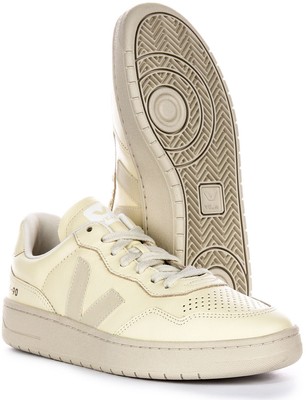Pre-owned Veja V-90 Leather Side Logo Lace Up Mens Sneaker Cream Us 6 - 13