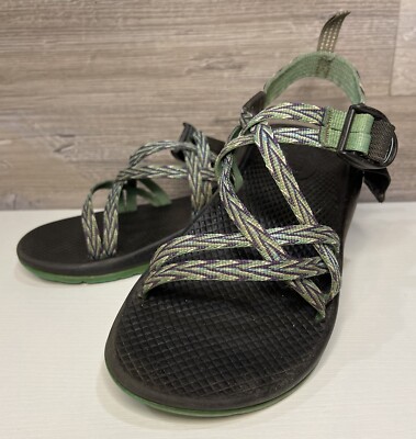 Chaco Z/Cloud X Sandals Youth Size 4 J180217 Adjustable Double Strap Black/Green
