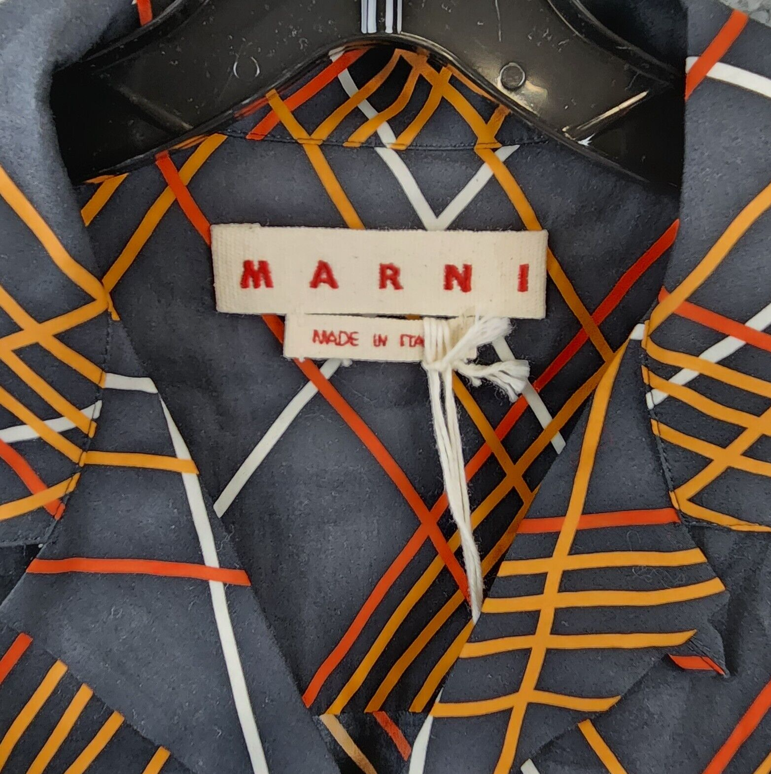 MARNI（マルニ）CONTRAST COLLAR BOWLING SHIRTS Deep blue tropical wool bowling shirt with Marni Mending | Marni