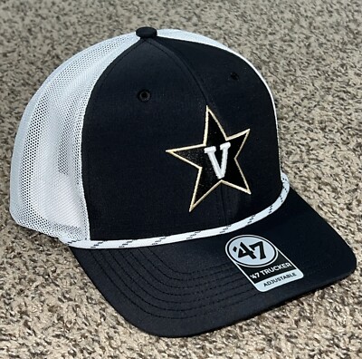 Vanderbilt Commodores  47 Brand Trucker Black White Mesh Snapback Rope Hat Cap