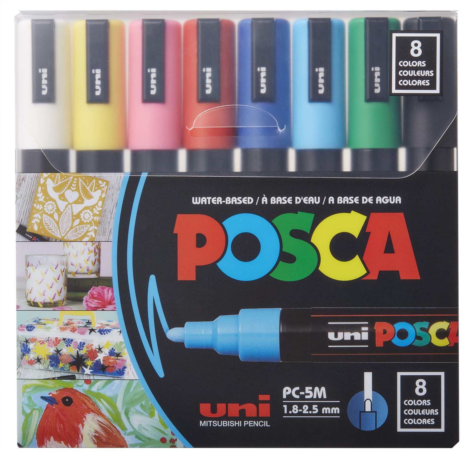 POSCA 8-Color Paint Marker Set, PC-5M Medium