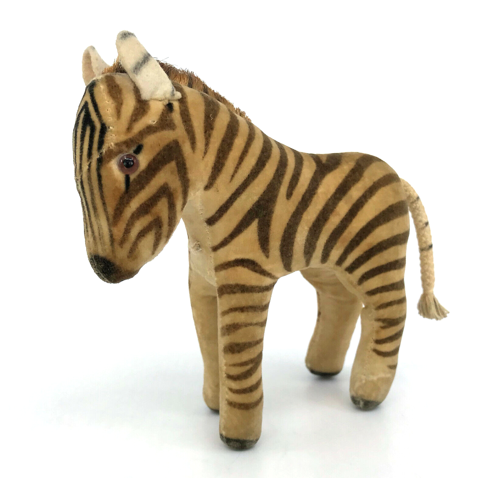 Steiff Zebra 1960s Velvet 12cm 5in Mohair Mane no ID Vintage