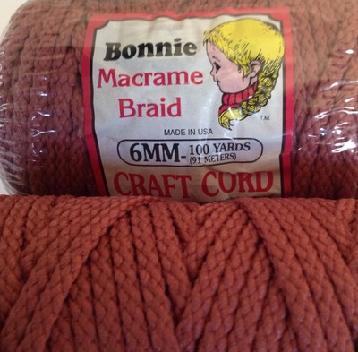 NOS Vintage Bonnie Macrame Braid Cord Yarn 100 Yds Skein 6mm Rope Rose Pink