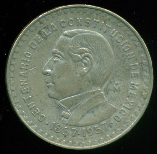 1957 Un Peso Mexico Constitución Centenario 1857 - 1957 Silver