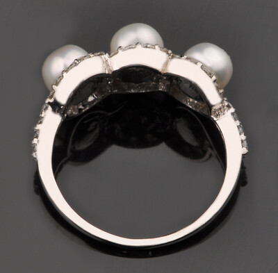 Pre-owned Vt Gems 14kt White Gold / 2.85ct Natural Freshwater Pearl & Igi Certified Diamond Ring